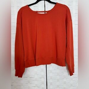 4 Heart Tag Orange Pull Over Sweatshirt Long Sleeve‎ Open Back Detail Size L